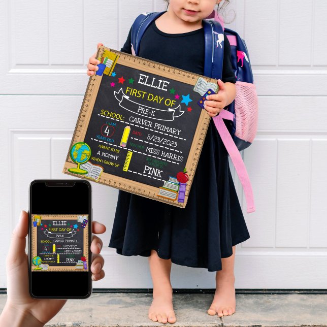Fill in the Blank Sign for First Day of Preschool (Customized Sign for First Day of Preschool
)