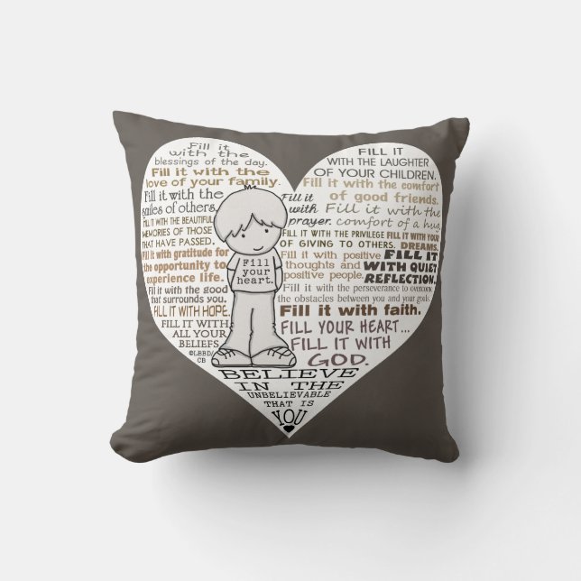 Fill Your Heart-Dark Brown Cushion (Front)