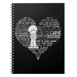 Fill Your Heart-White Letters Notebook