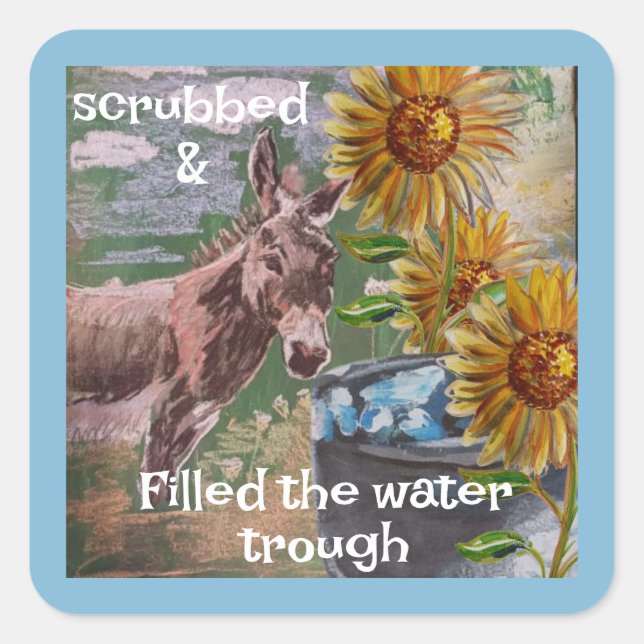 filled trough  today( female donkey) squar square  square sticker (Front)