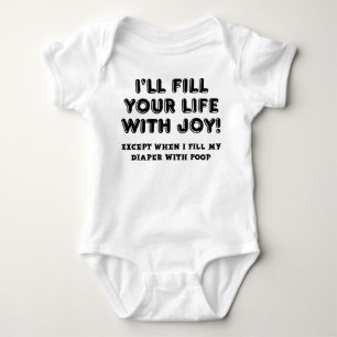 Filled With Joy And Poop Funny Romper Baby Bodysuit