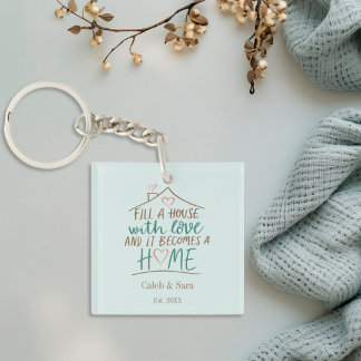 Filled with Love Customisable Housewarming Key Ring