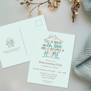 Filled with Love Customisable Housewarming Postcard