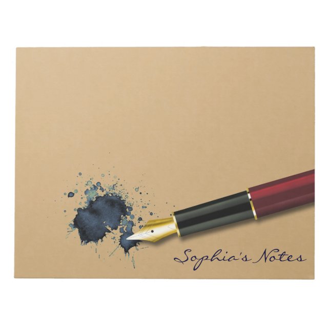 Filler Fountain Pen with Ink Blot - Notepad (Front)