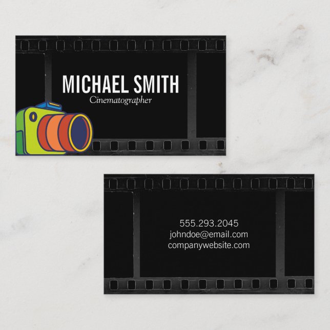 Film and Colourful Camera Business Card (Front/Back)