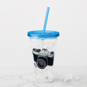 Film camera cartoon illustration acrylic tumbler