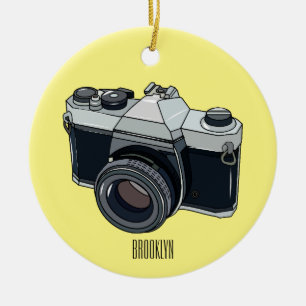 Film camera cartoon illustration ceramic tree decoration