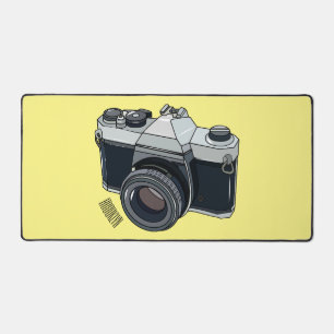 Film camera cartoon illustration desk mat
