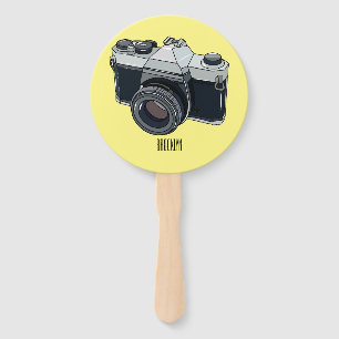 Film camera cartoon illustration hand fan