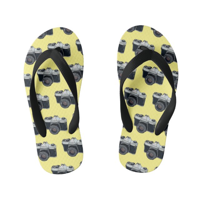 Film camera cartoon illustration kid's jandals (Footbed)