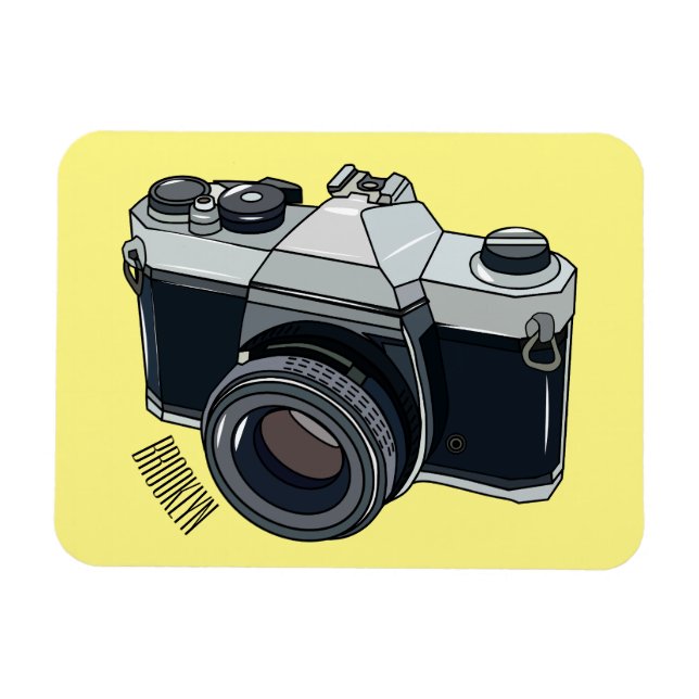 Film camera cartoon illustration magnet (Horizontal)