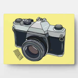 Film camera cartoon illustration plaque