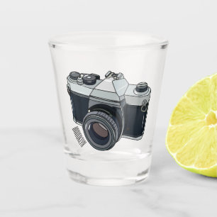 Film camera cartoon illustration shot glass