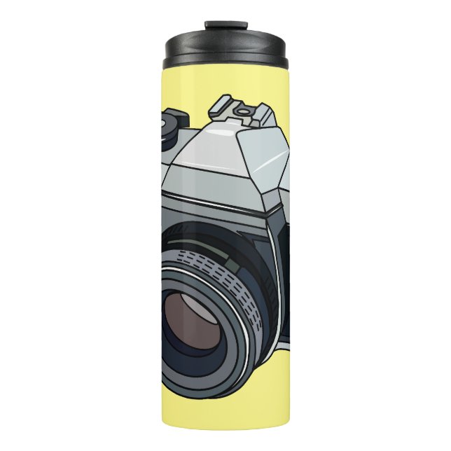 Film camera cartoon illustration thermal tumbler (Front)