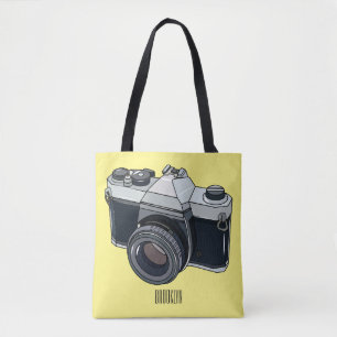 Film camera cartoon illustration tote bag