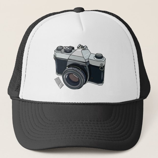 Film camera cartoon illustration trucker hat (Front)