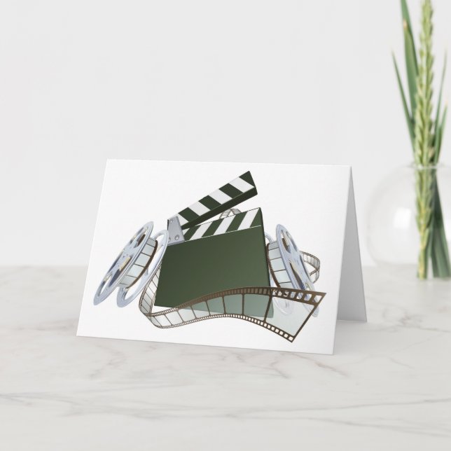 Film clapperboard and movie film reels card (Front)