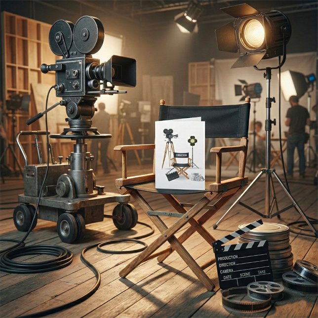 Film Director Chair and Vintage Movie Camera Set Card (Creator Uploaded)