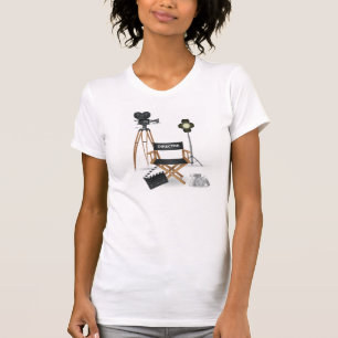Film Director Chair and Vintage Movie Camera Set T-Shirt