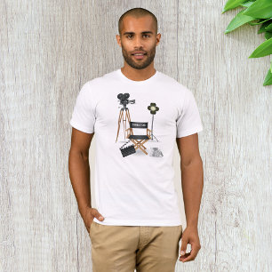Film Director Chair and Vintage Movie Camera Set T-Shirt