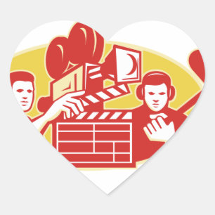 Film Director Movie Camera Clapper Soundman Heart Sticker