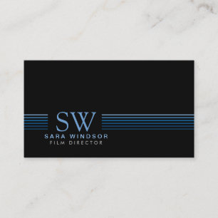 Film Director Striped Monogram Business Card