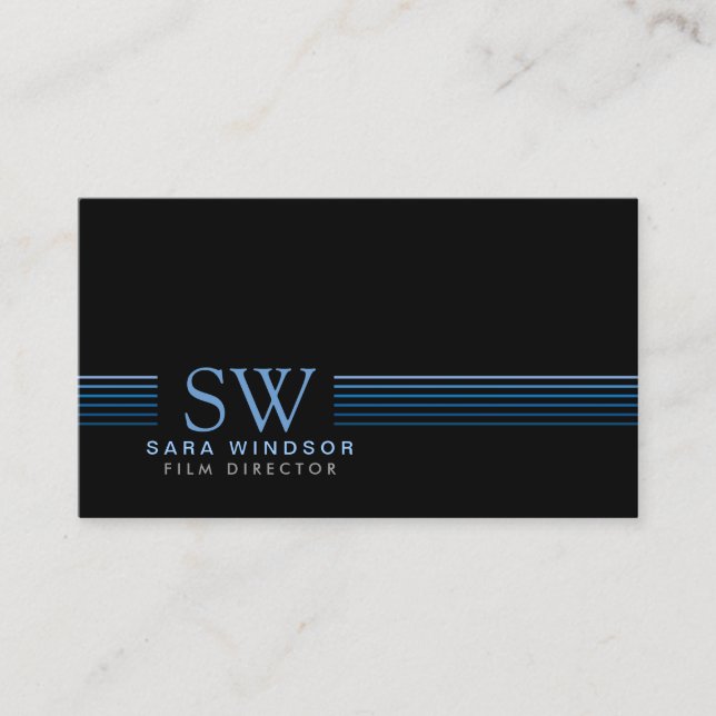 Film Director Striped Monogram Business Card (Front)