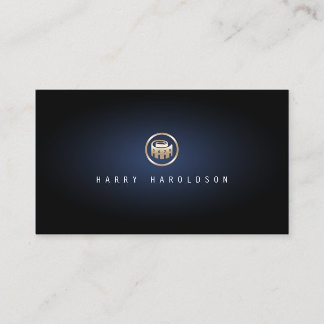 Film Editor Elegant Video Clip Icon Blue Glow Business Card (Front)