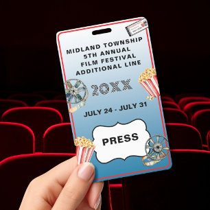 FILM FESTIVAL Stylish Custom Personalised  ID Badge