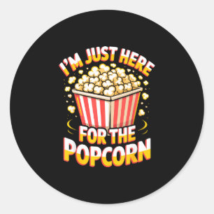Film movie food night snack here for the popcorn classic round sticker