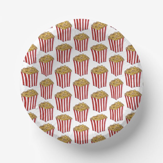 Film Movie Night Sleepover Buttered Popcorn Tub Paper Plate (Front)