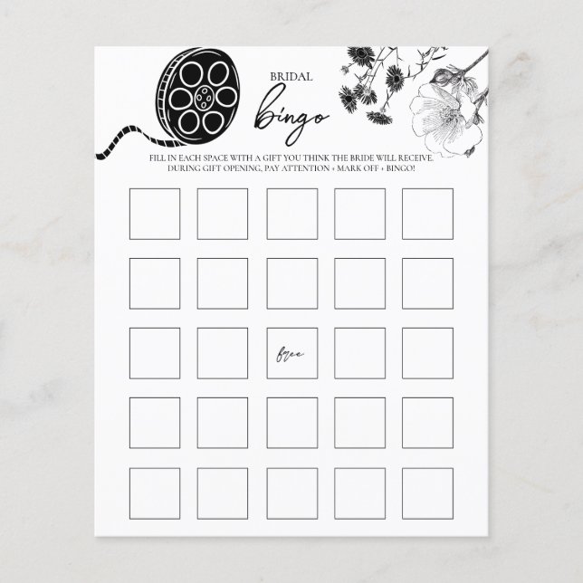 Film Noir - Bridal Shower Bingo Game (Front)