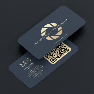 Film Producer Cinematographer Charcoal Blue Camera Business Card