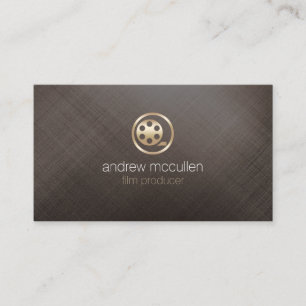 Film Producer Film Reel Icon Brushed Gold Metal Business Card