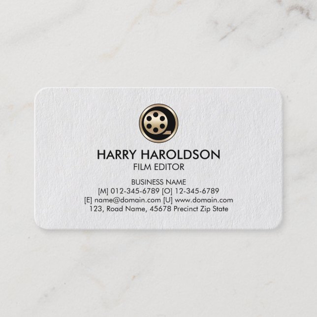 Film Reel Icon Film Editor Premium Business Card (Front)