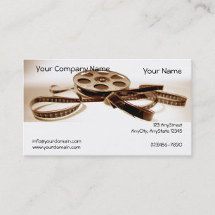 Film Reel in Sepia Tones Background Business Card