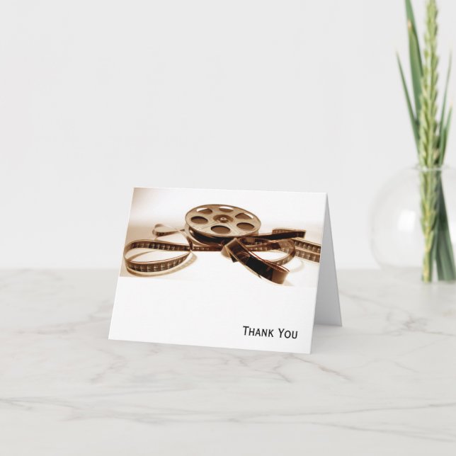 Film Reel in Sepia Tones Background Thank You Card (Front)