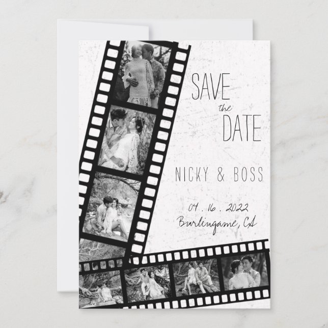 Film Rustic Modern Photo Save the Date Wedding Invitation (Front)