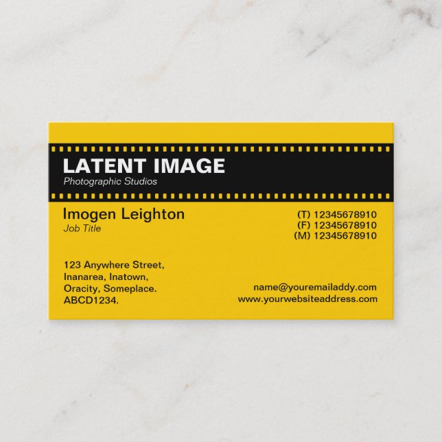 Film Strip Header - Amber Business Card (Front)