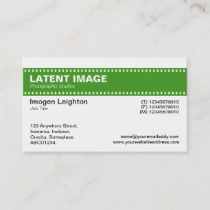 Film Strip Header - Avocado Green and White Business Card