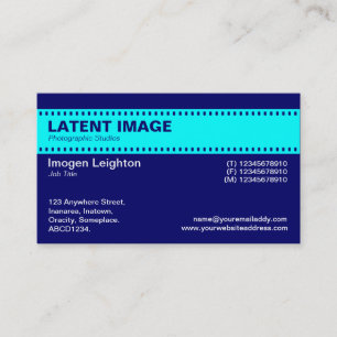 Film Strip Header - Cyan and Navy Business Card