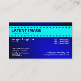 Film Strip Header - Cyan and Shaded Blue Business Card