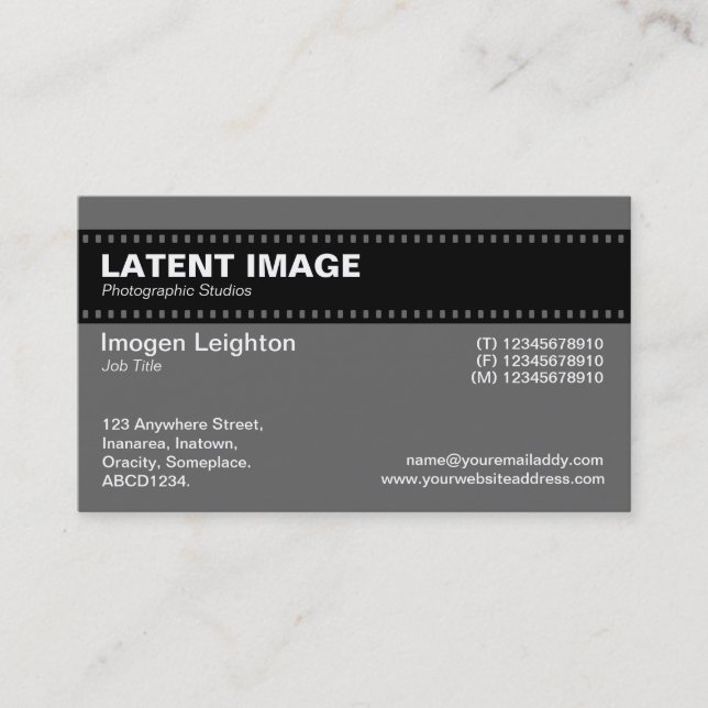 Film Strip Header - Grey Business Card (Front)