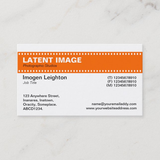 Film Strip Header - Orange and White Business Card (Front)