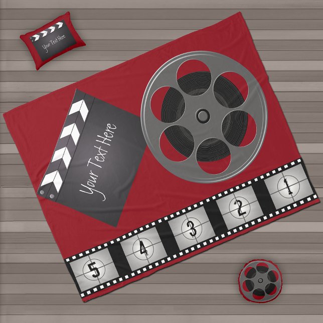 Film Strip Movie Reel Clapperboard Fleece Blanket (Creator Uploaded)