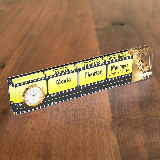Film Strip Name Plate With Clock (Side)