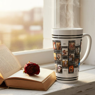 Film Strip Photo Collage Custom 26-Photo Memory Latte Mug