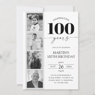 FIlm Strip Photo Minimalist 100th Birthday Invitation