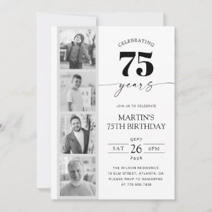 FIlm Strip Photo Minimalist 75th Birthday Invitation