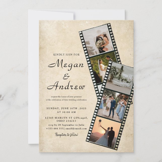 Film Strip Photo wedding Invitation (Front)